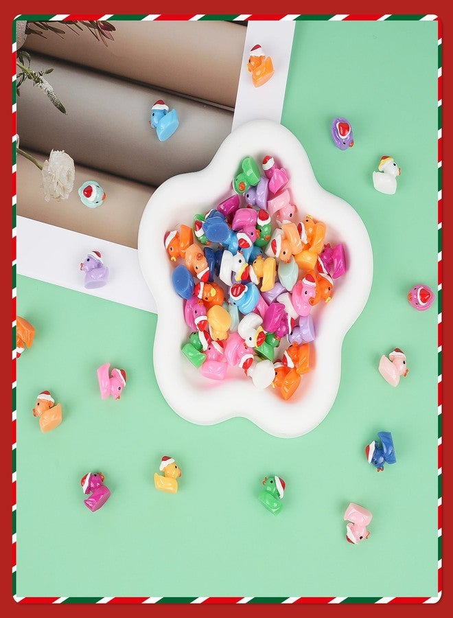BeadRiver 160 PCS Tiny Christmas Ducks 16 Colors Little Mini Resin Ducks Christmas Hat Miniature Ornaments for Slime Dollhouse Fairy Garden Decoration - Image 5